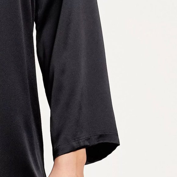 MORGAN LANE | Jillian 100% Silk Night Shirt in Onyx (XL) - Picture 5 of 6